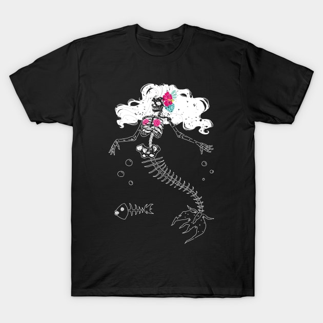 Mermaid Skeleton Horror Fan Gift T-Shirt by Giggias